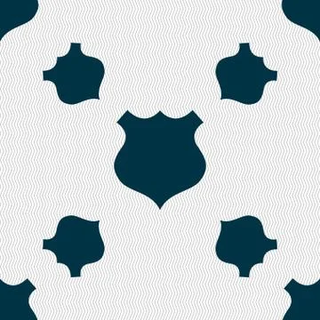 Shield icon sign. Seamless pattern with geometric texture. Vector Stock Illustration