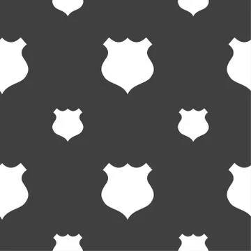 Shield icon sign. Seamless pattern on a gray background. Vector Illustrazione stock
