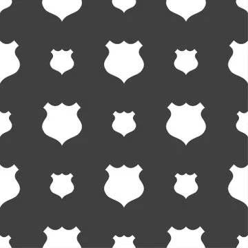 Shield icon sign. Seamless pattern on a gray background. Vector Illustrazione stock