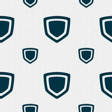 Shield icon sign. Seamless pattern with geometric texture. Stock Illustration