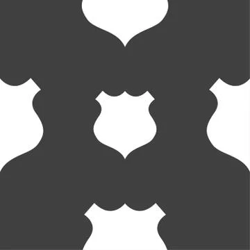 Shield icon sign. Seamless pattern on a gray background. Stock Illustration