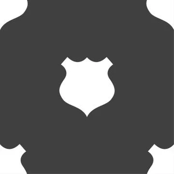 Shield icon sign. Seamless pattern on a gray background. Illustrazione stock