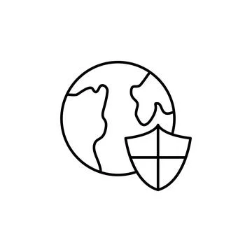 Shield icon. Simple line, outline vector of globe icons for ui and ux, website Stock Illustration
