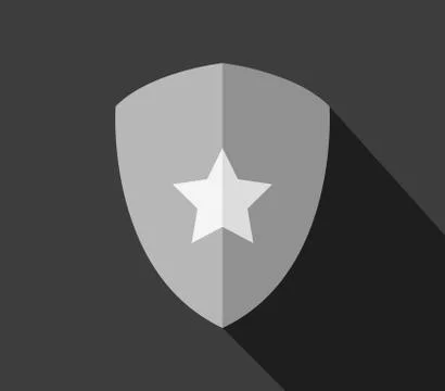 Shield icon with star on white background Stock Illustration