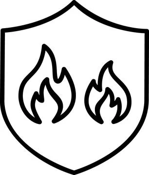 Shield icon with two fire flames 스톡 일러스트