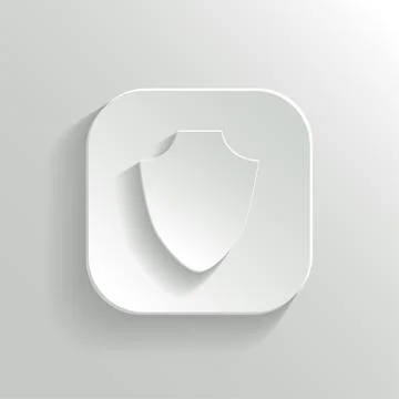Shield icon - vector white app button Stock Illustration