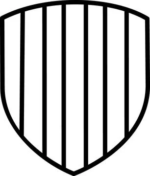 Shield icon with vertical lines pattern Stock Illustration