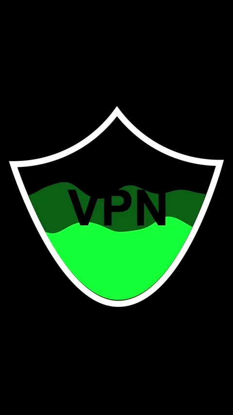 Shield Icon with VPN Text and Green Liquid Layers on Black Background virtu.. Stock Footage 337460761