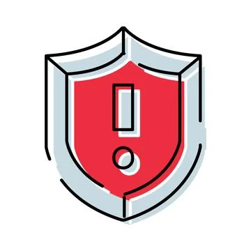 Shield icon warning of security risk and alert イラスト素材