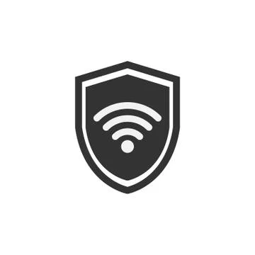 Shield icon. WiFi sign. Vector illustration. Protectoin sign. Flat design. Gr Stock Illustration