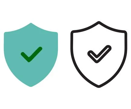 Shield icons with checkmarks representing security, protection. Stock Illustration