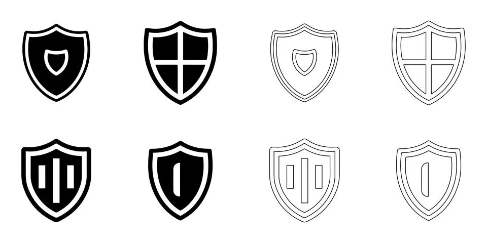 Shield icons set Stock Illustration