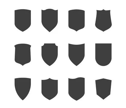 Shield icons set. Protection vector symbol. Black on white background. Stock Illustration