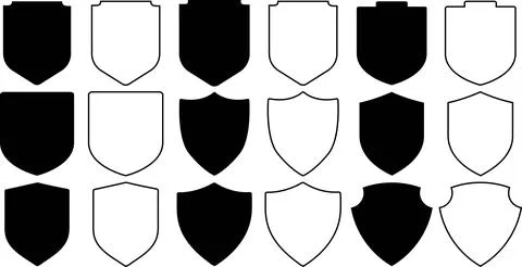 Shield Icons Set for Security, Privacy, and Protection Symbols Stock Illustration