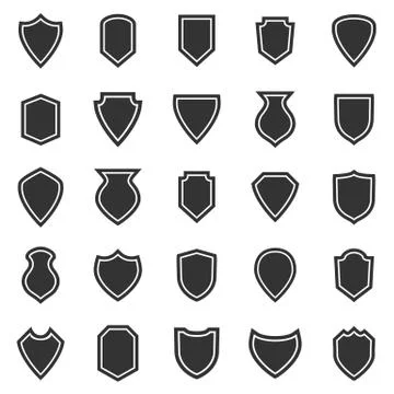 Shield icons on white background Stock Illustration