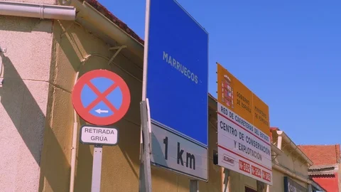 Shield with information about Marocco border Stock Footage 86712453
