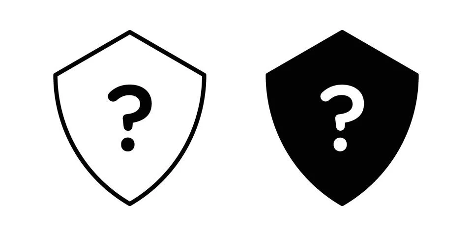 Shield interrogation icon. Outline, flat icons Stock Illustration