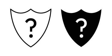 Shield interrogation icon symbol, outline icons Stock Illustration