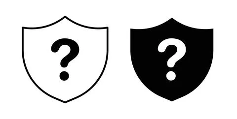 Shield interrogation icon symbol. Vector illustration pack in black color. Stock Illustration