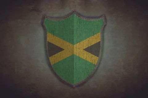 Shield with jamaica flag. Stock Illustration