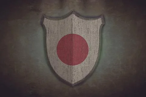 Shield with japan flag. Stock Illustration