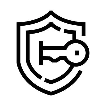 Shield with key protecting digital data access Stock Illustration