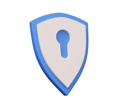 Shield keyhole 3d icon. 3d render minimal cartoon illustration Stock Illustration