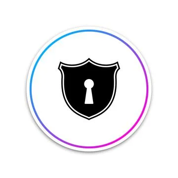 Shield with keyhole icon isolated on white background. Protection and security Stock Illustration
