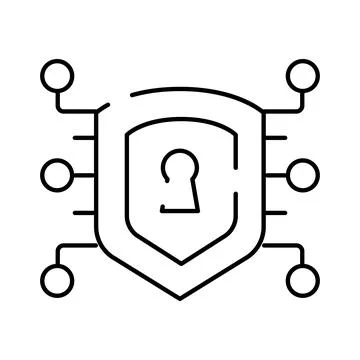 Shield keyhole protecting digital data network security Stockillustratie