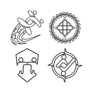 Shield leaf star Commitment Teamwork Together Outline Logo Stock Illustration