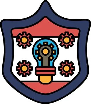 A shield with a light bulb on it Stock Illustration