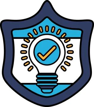 A shield with a light bulb on it Stock Illustration