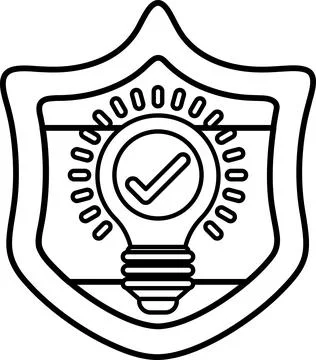 A shield with a light bulb on it Stock Illustration