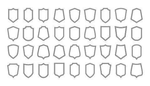 Shield line badges. Blank emblems template for sport club, military and security Stock Illustration