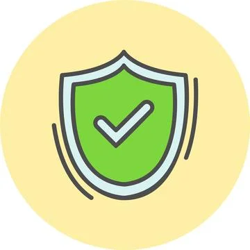 Shield Line Filled Circle Icon Stock Illustration