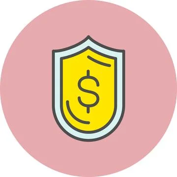 Shield Line Filled Circle Icon Stock Illustration