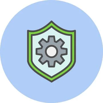 Shield Line Filled Circle Icon Stock Illustration