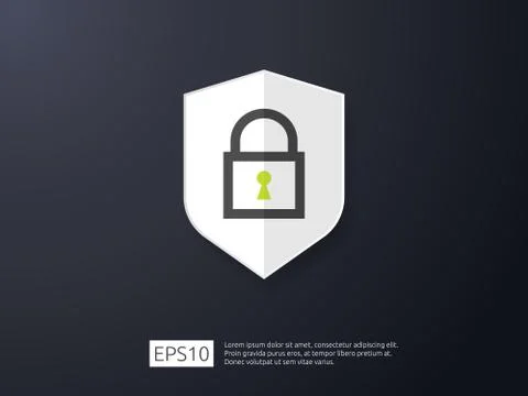 Shield line icon, Internet VPN Security banner Concept vector illustration Stock Illustration