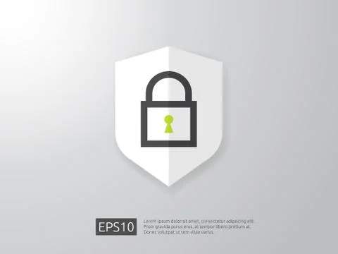 Shield line icon, Internet VPN Security banner Concept vector illustration イラスト素材