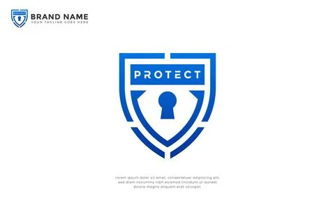 Shield Line Keyhole Logo Stock-Illustration