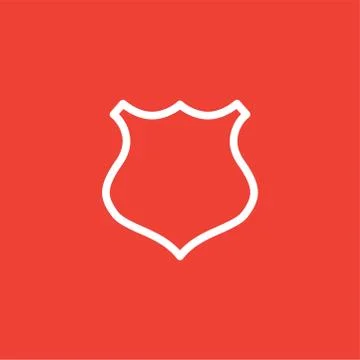 Shield Line Red Icon On Red Background. Red Flat Style Vector Illustration Stock Illustration