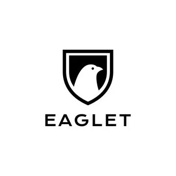 Shield with little eagle logo design Stock Illustration
