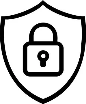 Shield with lock cyber security line icon Illustrazione stock