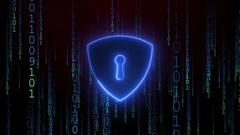 Shield Lock Cybersecurity Animation, Digital Data Protection Shield Animation Stock Footage 320688005