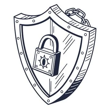 Shield Lock Cybersecurity Concept Object Isolated Vector Icon Stock Illustration