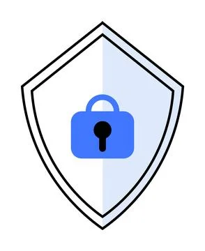 Shield with Lock for Data Security and Protection Highlighting Cyber Safety.. イラスト素材