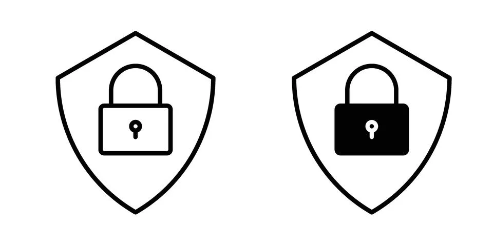 Shield lock icon for design projects and web UI Stock Illustration