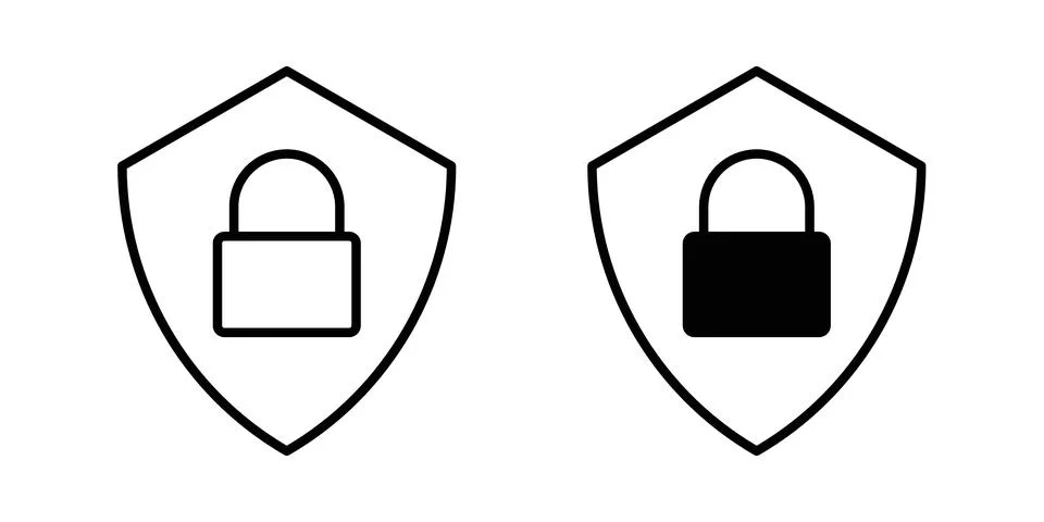 Shield lock icon vector symbol graphics Stock Illustration