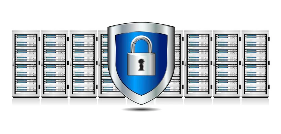 Shield Lock Servers and Shield Protection Stock Illustration