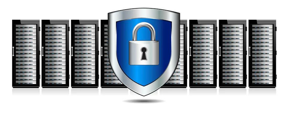 Shield Lock Servers and Shield Protection Stock Illustration
